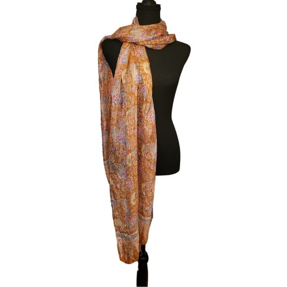 Floral Fringed Cottage Core Twee Scarf Wrap Swimsuit Bottom Cover Up - 94 x 21 - Picture 2 of 4